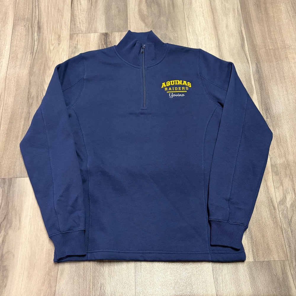 Sport-Tek Aquinas Raiders Navy Blue Quarter Zip Pullover Ladies Small 1382